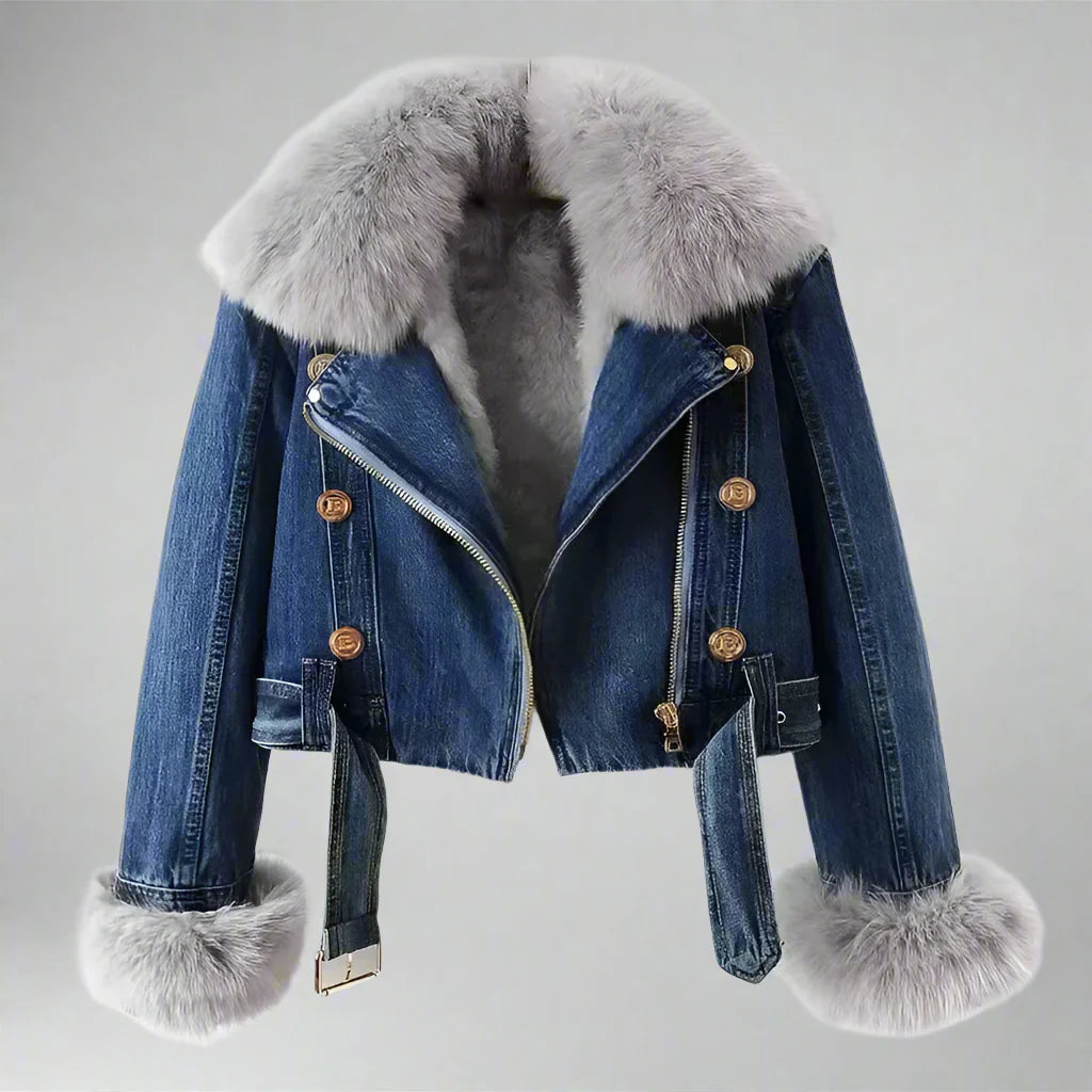 Monroe päls krage denimjackan