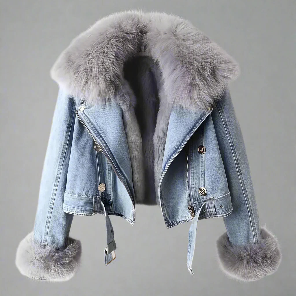 Monroe päls krage denimjackan