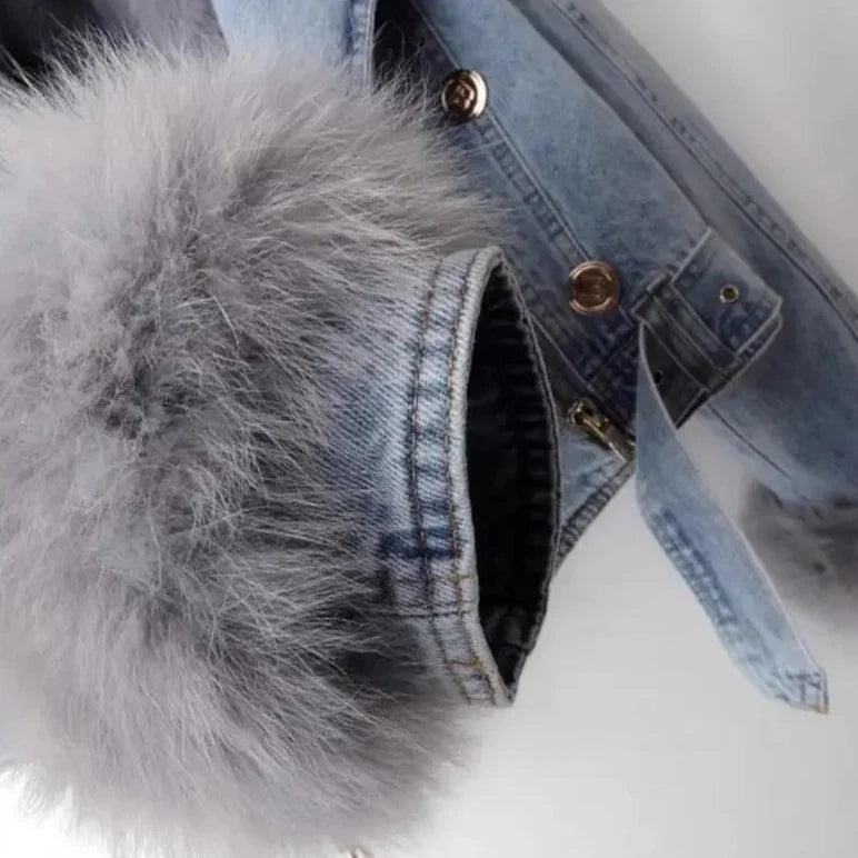 Monroe päls krage denimjackan