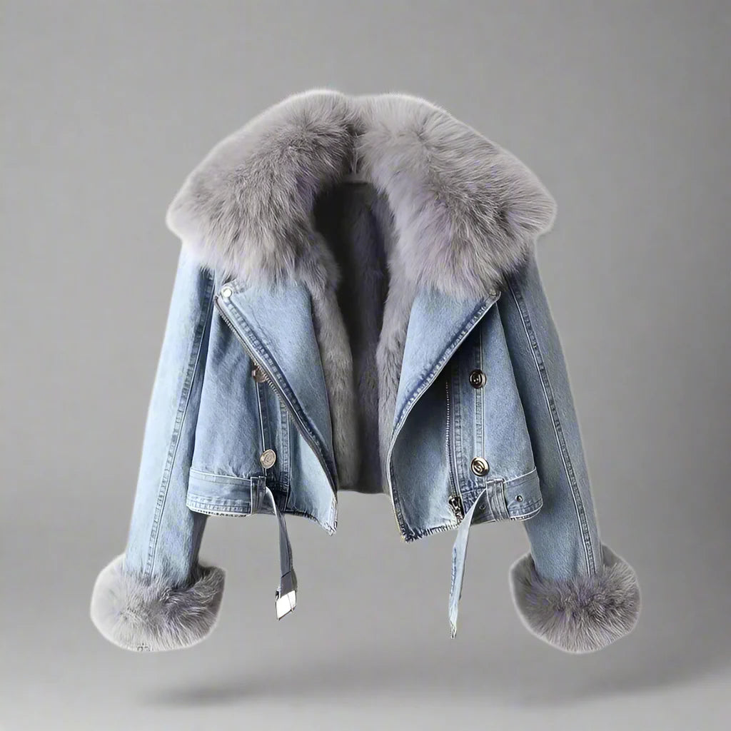 Monroe päls krage denimjackan